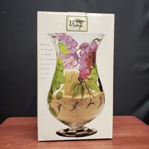 Vintage 1990's Home Essentials Grapes Hurricane Candleholder Vase NEW!